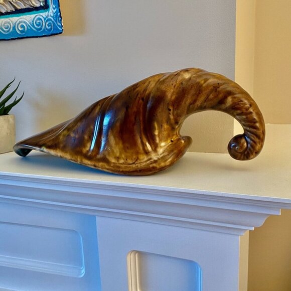 MCM Vintage Large Ceramic Cornucopia Horn - Picture 7 of 14